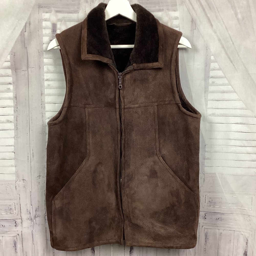 Orvis Lambskin Shearling Vest Brown S